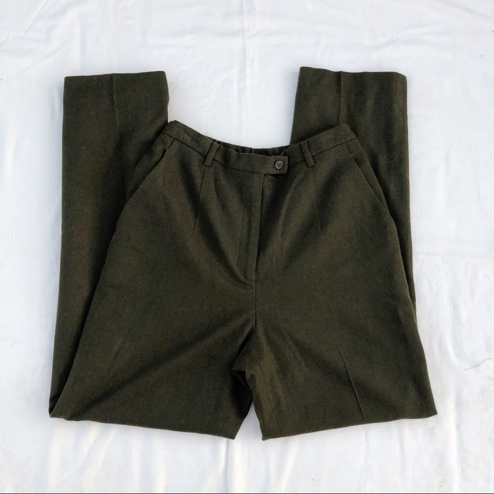 Olive Green Wool Trousers
